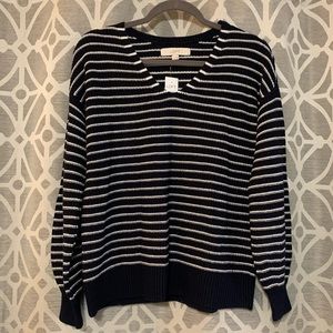 NWT - LOFT Striped V-Neck Sweater (Navy/White) Size S